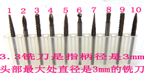 Promotion 3*3 set tungsten steel electric magic head alloy milling cutter Hard rotary file Metal round small woodworking root carving