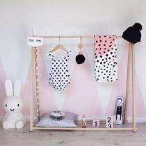 ins Nordic style simple landing hanger clothing display wooden frame childrens room childrens clothing hanger shooting props