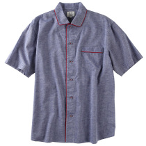 Songyong summer mens linen cotton short sleeve pants pajamas Plaid Japanese simple thin mens home wear suit