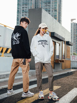 Hong Kong Tide brand new letter European and American hooded sweater boys hip hop bf wind couple loose plus velvet long sleeve jacket