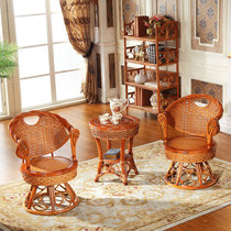 Rattan swivel chair Tea table Three-piece rattan furniture Balcony leisure table and chair Club Rattan wooden swivel chair Guest rattan chair Rattan swivel chair