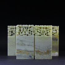 Stone Prince Jai Qingtian seal feng men steatite 2 5CM carved dragon and phoenix chapter (a pair of price) seal gift