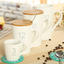 Creative Mark Cup coffee cup with cover Womens milk cup ceramic cup with cover spoon male and female office water glass bone porcelain cup