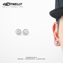 Heybig European and American hip hop street dance hiphop street earrings wave men and women diamond water drill ear nails