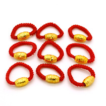 Factory new gold ring gold ring female ring this year transfer bead ring braided red rope ring