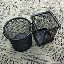 Metal Fashion Pen Holder Metal Barbed Wire Pen Holder Round Square Mesh Pen Holder Black Iron Mesh Pen Holder