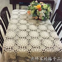 Auspicious handmade crochet cotton tablecloth foreign trade Nordic style hollow fabric tablecloth rectangular