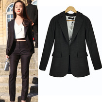 Ai Yi Cen 2018 early spring new star Liu Yifei Paris Fashion Week same black striped suit suit tide