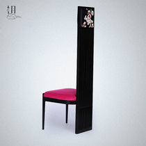 New Chinese solid wood high back chair modern simple living room dining chair clubhouse hotel reception Image backrest chair customization