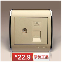 T&E Phone TV socket switch panel 86TH Champagne gold for a TV phone socket switch