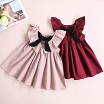 European and American style summer childrens clothing New Baby Childrens girls bow pleated backless skirt dress ruffles