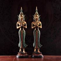 Thai handicraft bronze waiter for womens decorations 73cm Yingbin waitresses Furnishing Sauna Club soft-fit swing pieces