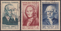 Promo French 1953 Character Celebrity Commemorative Cancellation Tickets 3 Fidelity Foreign Stamps ZX01