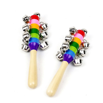 Rainbow handbell colorful bells baby 0-1 3 years old color hand bell early education benefit intelligence toys