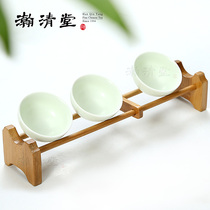 Meng Zong bamboo single-layer kung fu tea cup holder bamboo hanging cup holder drain rack kung fu tea set tea ceremony accessories