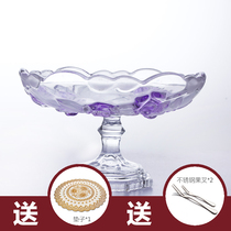 Small glass fruit plate tall fruit plate creative multi-layer daily plate snack plate candy plate European living room