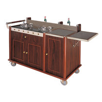 Special promotion luxury stone surface double-head gas stove abalone mobile self-cooking dining car cabinet delivery service car