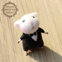 Wool felt poke tuxedo mouse material bag