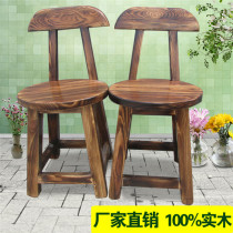 Special offer All solid wood low stool Wooden childrens stool backrest chair shoe stool Pastoral low stool square stool low stool