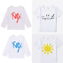 2020 new kindergarten garden clothes men and womens long-sleeved T-shirt large size childrens white cotton base shirt childrens clothing tide