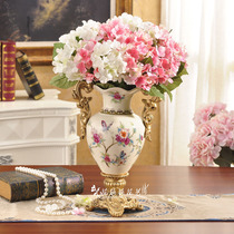 Eurostyle home high-end ceramic large vase handicraft ornament swinging piece American retro dry floral flower floral flower