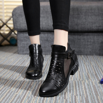 Spring Women Boots Tennis Boots Hollowed-out Boots Coarse Heel Short Boots Woman Spring Autumn Womens Shoes Single Boots With Ankle Boots and Naked Boots summer