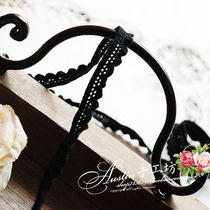 A new island leather gluten series Hollow flower style elastic band elastic fine lace black lace side head rope to sell