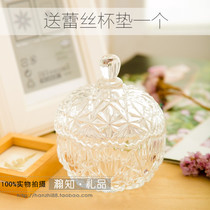 ZAKKA Korean transparent crystal plum blossom glass storage tank box Sugar Cup jewelry box snack box change key tank