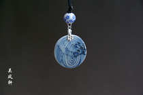 Antique miscellaneous antique collection Swirl pattern old porcelain pieces Ming blue and white porcelain pieces 925 sterling silver inlaid pendant