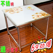 Folding stainless steel grilled fire rack dining table Square fire table Home square table Winter Chess desk