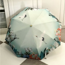 Sensei Fairy Crane Sun Protection UV Clear Umbrella Universal Triple Fold Fully Automatic Goddess Sun Umbrella Original Anti-Wind Reinforcement