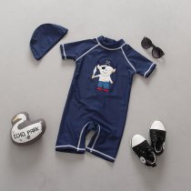  Korean childrens swimsuit boys quick-drying Korean version of the tide fan one-piece short-sleeved sunscreen anti-UV boys baby surf suit tide