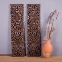 Thailand teak hollow wood carved board Southeast Asia imported TV background wall painting teak carving board wall decoration
