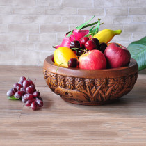Thailand home Thailand imported wood carved fruit plate retro solid wood carved dry creative fruit pot handmade fruit basket