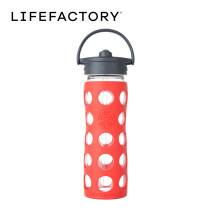 Lifefactory USA imported glass straw cup transparent water glass portable sports water cup with hand cup