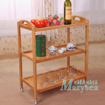 Hotel hot pot restaurant restaurant trolley movable delivery car storage bamboo dining table table oil painting tool cart