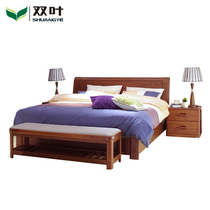 Bilobed lanz series Red Oak Wood 1 5 meters double modern Chinese 1 8 m storage bed furniture