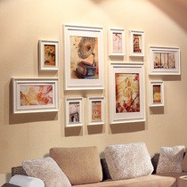 10 frames widened European solid wood photo photo wall Photo frame wall Creative combination Large wall Living room large frame hanging wall