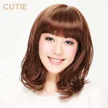 Prettiness wig micro curls Pear flower head Medium long hair girls fluffy face repair Qi bangs real shot wig set