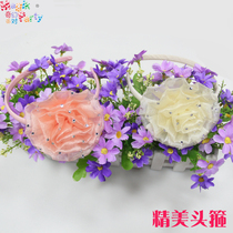 Halloween childrens performance costumes girls clothing accessories shiny flower headband bow matching accessories