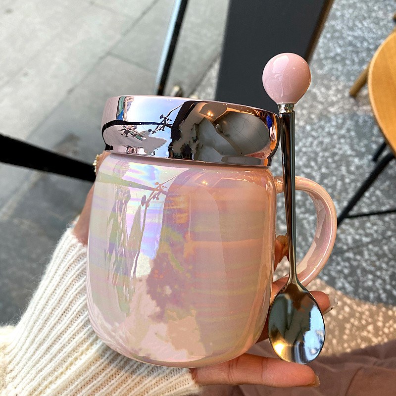 High-value mug ins net red cute girl heart student with lid ceramic cup office coffee cup