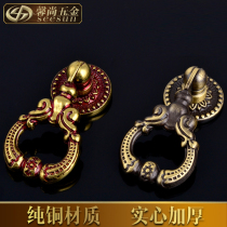 Pure copper handle wardrobe cabinet door furniture hardware single hole small handle American cabinet drawer handle European bronze bronze