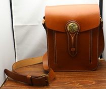 Hand-made vegetable tanning leather shoulder bag bag