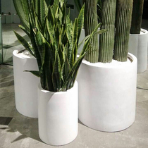 Factory white painted round stainless steel flower bowl metal flower pot Chenjia flower Ware office building flower bucket