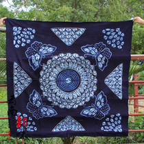 Yunnan ethnic style Dali Bai nationality characteristic handmade tie-dyed tablecloth square round dining tablecloth 140CM