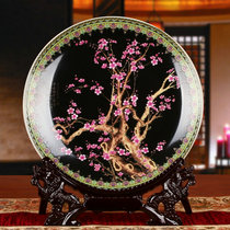 Jingdezhen ceramic red plum flower decorative plate flower plate hanging plate modern home decoration crafts decoration