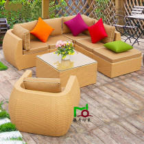 Leisure outdoor sofa combination balcony sun room courtyard imitation rattan chair sofa corner Villa Hotel rattan furniture