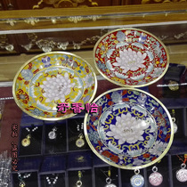 Red yellow and blue 3 colors optional small Cloisonne Manza tray Cloisonne eight auspicious serving plate Fruit plate Food plate