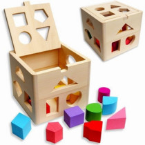 Childrens educational toys Wooden kaleidoscope Infant toys Thirteen-hole intellectual building block box Intellectual shape box