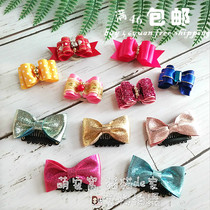 Racing Class Pet Head Flower Dogs Butterfly Knot Leather Fascia Accessories Teddy Ornament Hairpin Hairpin Hairpin Safety Clip